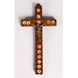 A SMALL INLAID JERUSALEM CRUCIFIX. 7ins long.