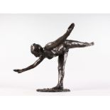 AFTER DEGAS (1834-1917) FRENCH A GOOD BRONZE OF A BALLET DANCER DANCING ON ONE LEG, SIGNED DEGAS.