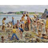 Norman Maurice Kadish (20th - 21st Century) British. A Beach Scene, with Children, Oil on Board,