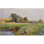Ernest Charles Walbourn (1872-1927) British. A River Landscape, Oil on Board, Unframed, 12" x 19",