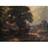 20th Century English School. A Landscape, with Cattle in the foreground, Oil on Canvas, Indistinctly