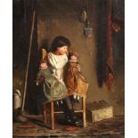 Edward Holliday (act.c.1875-c.1884) British. 'Her Favourite', a Young Gild with Her Dolls, Oil on