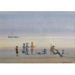 Sybil Mullen-Glover (1908-1995) British. "Summer", with Figures on a Beach, Watercolour, Signed, and