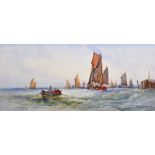 William Stewart (1823-1906) British. A Shipping Scene, with Figures on a Jetty, Watercolour, Signed,