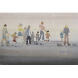 Sybil Mullen-Glover (1908-1995) British. 'Summertime', with Figures Fishing, Watercolour, Signed, 7"