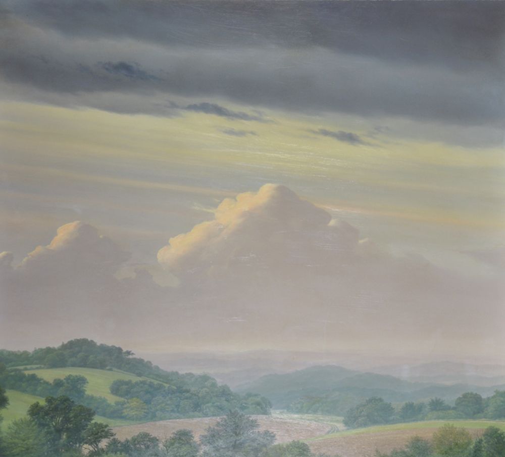 Steven Outram (1953- ) British. An Extensive Landscape, Oil on Board, Signed and Dated '80, 42" x
