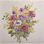 Elspeth O'Neill (20th - 21st Century) British. A Profusion of Flowers, Watercolour, Signed,