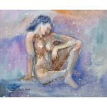 Victor De La Torre (20th Century) European. Study of a Naked Lady, Watercolour, Signed and Dated '