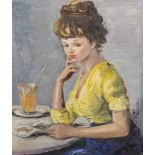 Marcel Dyf (1899-1985) French. Portrait of a Girl, Seated at a Table, Oil on Canvas, Signed, 22" x