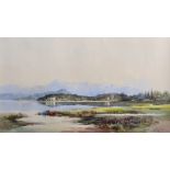 Stefanos Sgouros (1924- ) Greek. A Coastal Scene, possibly Corfu, Watercolour, Signed, 12.75" x 22.