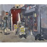 Howard Morgan (1949- ) British. Study of a Shop (SW4), with a Figure, Signed Twice and Dated '83,