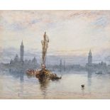 Myles Birket Foster (1825-1899) British. 'Venetian Lagoon', with Figures in Boats, and St Mark's