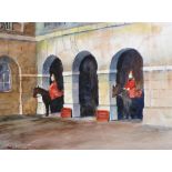 20th Century English School. A Study of Horse Guards, Watercolour, Signed with Initials and Dated '
