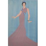 Manner of Romain de Tirtoff 'Erte' (1892-1990) Russian/French. A Full Length Portrait of a Lady,