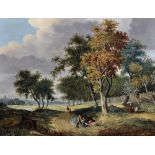 Samuel David Colkett (1806-1863) British. "Upper Sheringham", with Figures on a Path, Oil on Canvas,