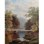 William Mellor (1851-1931) British. "On The Wharfe, Bolton Woods, Yorkshire", with Cattle