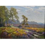 Frederick Golden Short (1863-1936) British. A Hampshire Heathland, Oil on Board, 9" x 11.75".