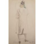 Eugen Spiro (1874-1972) German/American. The Rear View of a Standing Lady, Crayon, Signed, 17.5" x