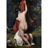 Attributed to William Etty (1787-1849) British. A Woodland Scene, with a Naked Lady being disturbed,