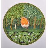 Justine Peek (20th - 21st Century) British. Study of a Robin Red Breast, in a Landscape, Mixed