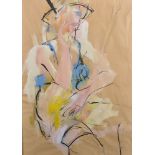 Carola Van Dyke (20th - 21st Century) British. A Seated Lady, Mixed Media, Signed in Pencil, 32" x