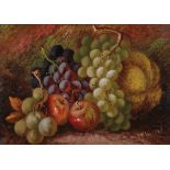 W... Vincent (19th - 20th Century) British. Still Life of Fruit on a Mossy Bank, Oil on Canvas,