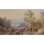 William Cook of Plymouth (act.1870-1890) British. A River Landscape, with a Fisherman,