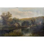 Robert Allen (19th - 20th Century) British. 'Mapledurham', a River Landscape, Oil on Canvas, Signed,