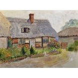 Ernest Charles Walbourn (1872-1927) British. A Thatched Cottage, Oil on Board, Unframed, 11" x 14.