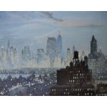 Alonzo C Webb (1888-1975) American. An American City Skyline, possibly Chicago, Mixed Media,