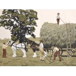 Ken Fleming (20th - 21st Century) British. A Harvesting Scene, Mixed Media, Inscribed on the