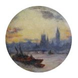 John W Perrin (19th - 20th Century) British. A London Thames Scene, Oil on Board, Inscribed on the