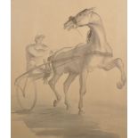 John Rattenbury Skeaping (1901-1980) British. "Arles", Study of a Horse and Gig, Watercolour and