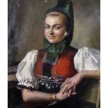 John Thomas Young Gilroy (1898-1985) British. Portrait of a Young Lady, Wearing a Tyrolean