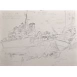 Ellis Luciano Silas (1883-1972) British. "H.M.S. Wave, Driven Ashore at St Ives", Pencil, Inscribed,