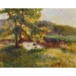 Ernest Charles Walbourn (1872-1927) British. A River Landscape, Oil on Board, Unframed, 9.5" x