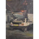 Howard Morgan (1949- ) British. Study of a Car Lot (SW8), Oil on Canvas, Signed and Dated '89,