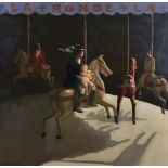 Richard Ewen (1929- ) British. "Family Outing (La Ronde)", Figures on a Carousel, Oil on Canvas,