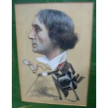 [HENRY IRVING] a fine watercolour & gouache caricature of Irving, signed 'Bax', 14 x 10 ins, f. &