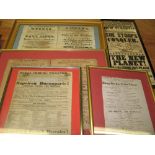 LONDON THEATRES, a collection of framed early 19th c. theatre bills, mostly Theatre Royal, Drury