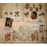 SCRAP BOOK, late 19th c., with col. Christmas & other cards, scraps etc.; a q. of sheet music,