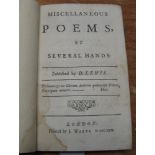 LEWIS (D.) compiler: Miscellaneous Poems, by Several Hands. Published by D. Lewis, 8vo, 8 ff., pp.