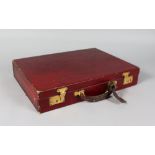 A HARRODS LEATHER ATTACHE CASE. 17ins long, 12.5ins wide, 3ins high.