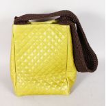 A FAUSTO SANTINI GREEN LEATHER QUILTED SHOULDER BAG.