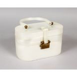 A FAUX MOTHER-OF-PEARL LUCITE HANDBAG, CIRCA. 1950'S, with two compartments, the upper one with an