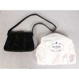 A PRADA BLACK NYLON EVENING BAG with leather should strap, including DUST BAG.