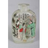 A GOOD QUALITY 20TH CENTURY CHINESE INTERIOR PAINTED GLASS SNUFF BOTTLE, decorated with