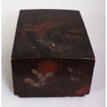 AN UNUSUAL NEST OF THREE JAPANESE MEIJI PERIOD RECTANGULAR LACQUER BOXES & COVERS, each decorated to