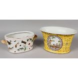 A CHINESE PORCELAIN JARDINIERE, decorated to its sides with a profusion of insects, the base with