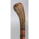 ANOTHER HORN WALKING STICK, possibly partially rhinoceros horn, the shaft formed from graduated